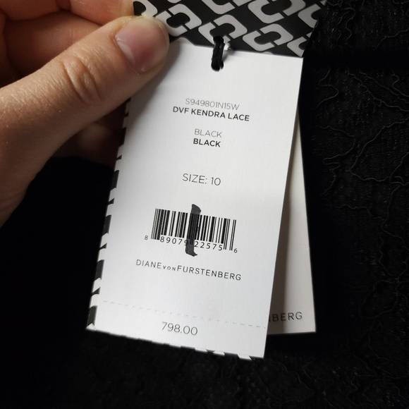 Diane Von Furstenberg Black Kendra Lace Jumpsuit NWT Size 10 - Picture 11 of 14